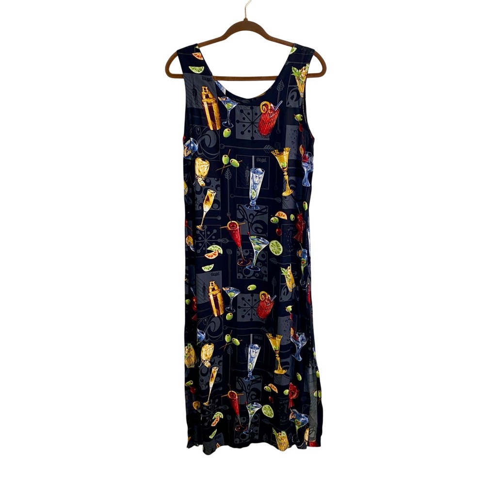 Vintage Paradise Found Sleeveless Cocktail Drink Print Novelty Martini Party S
